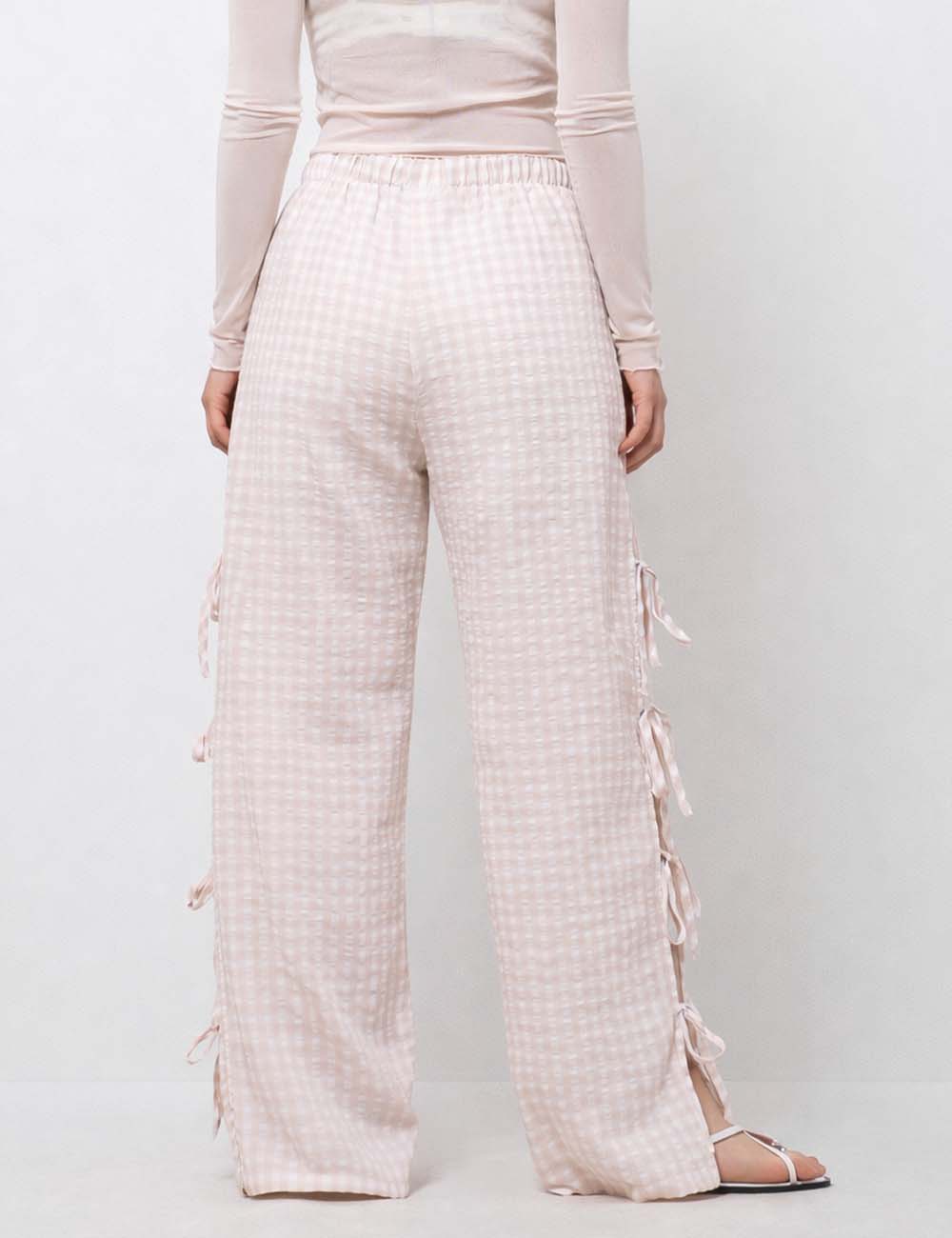 Gingham Bow-Tie Wide Leg Pants |SM125