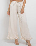Drawstring Ruffle Hem Wide Leg Pants | SM126