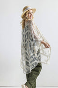 Embroidered Mesh Leaf Cocoon Cardigan| SM131